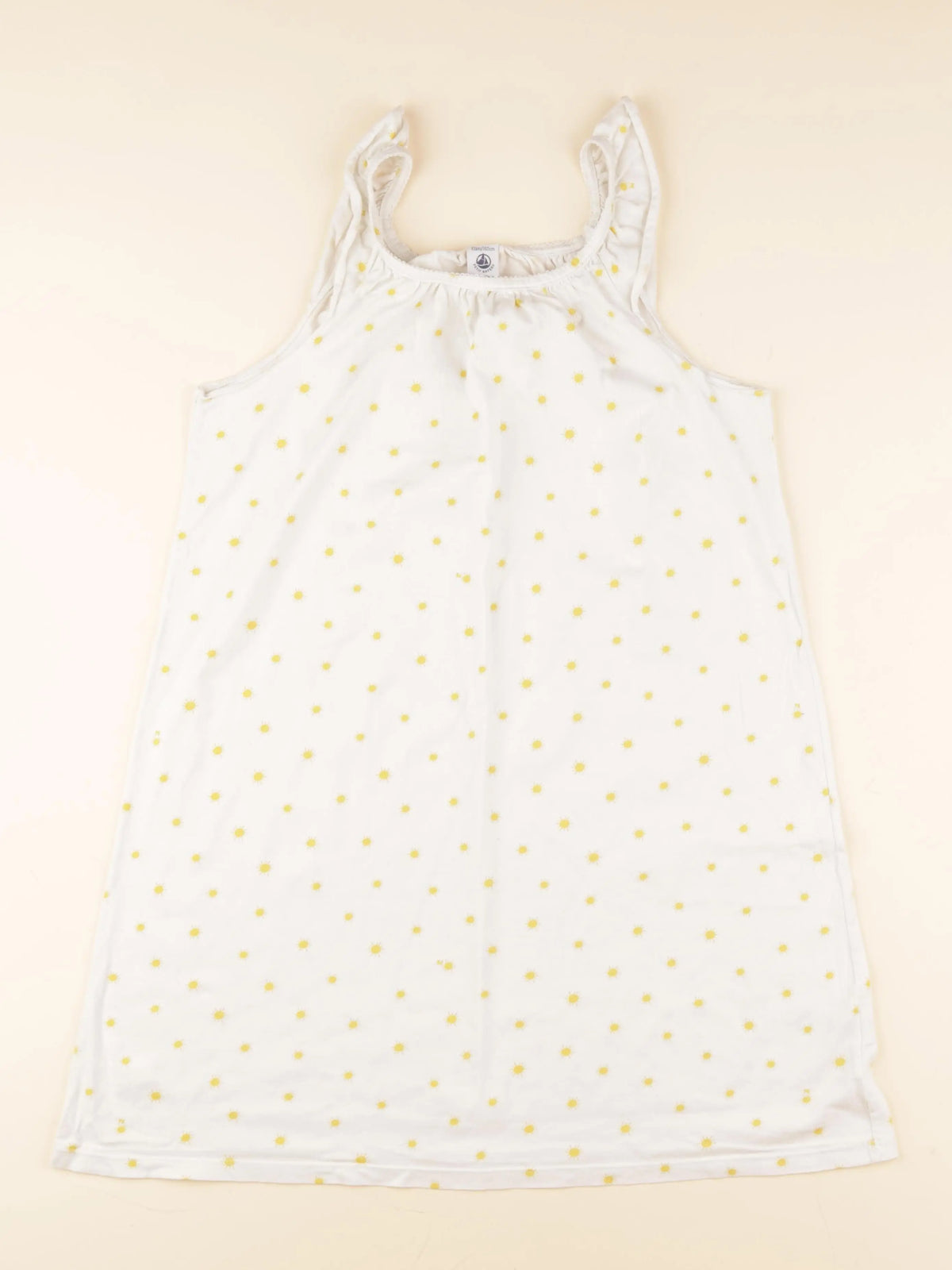 Petit Bateau - chemise de nuit coton blanc, jaune - 12 ans