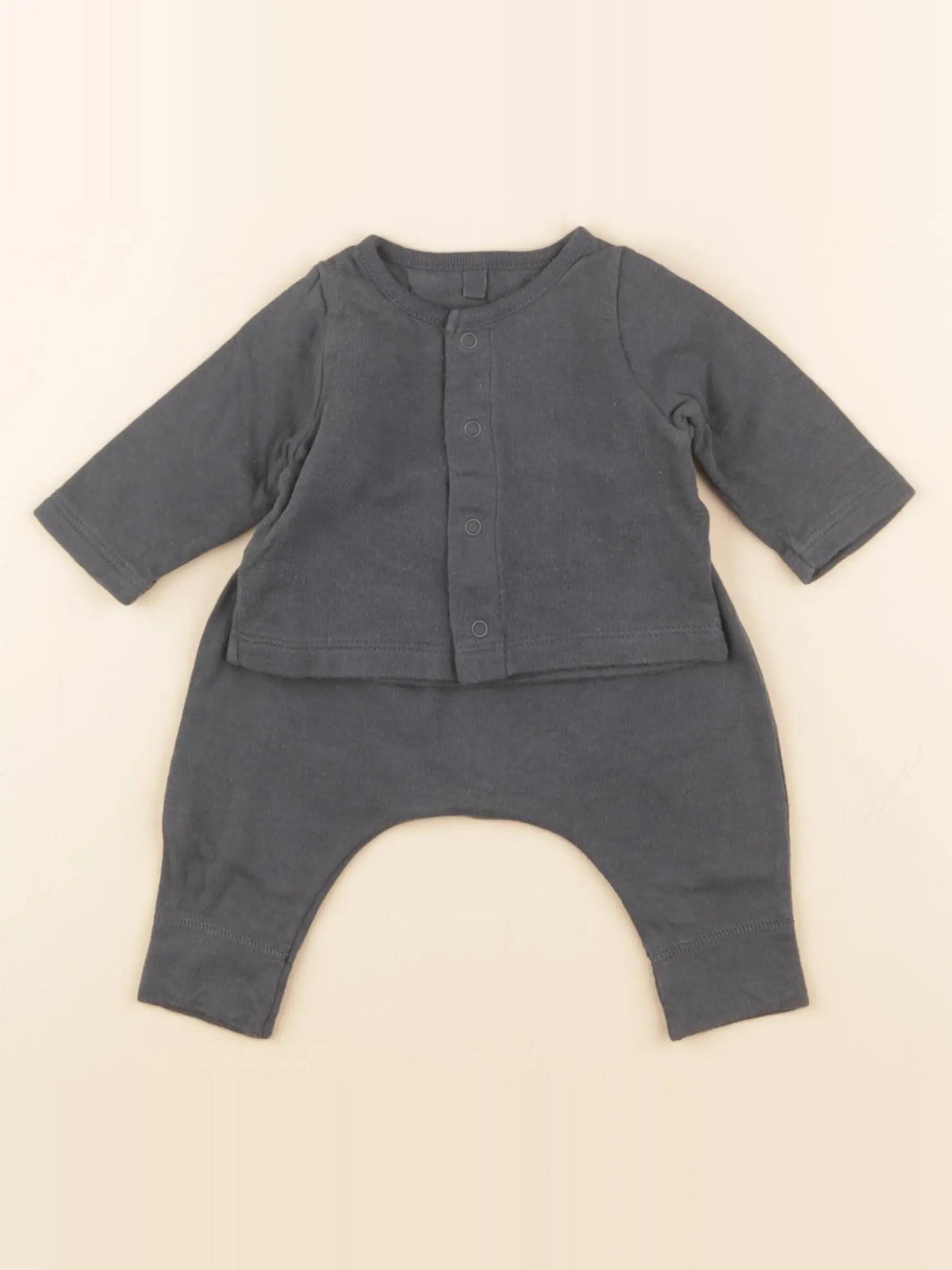 Petit Bateau - ensemble gris - 1 mois