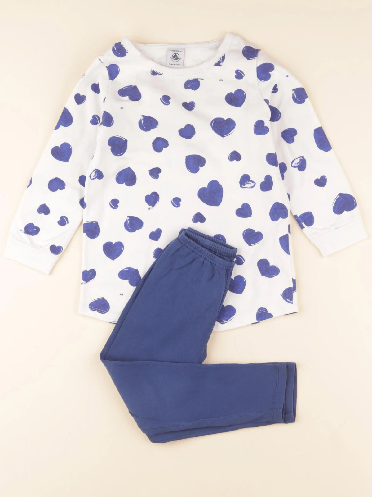 Petit Bateau - pyjama coton bleu, blanc - 4 ans