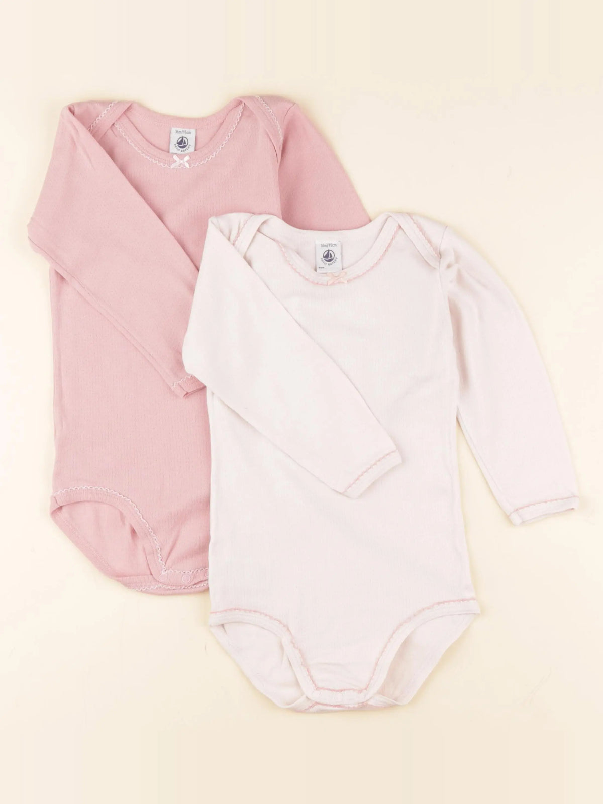 Petit Bateau - lot de 2 bodies en coton rose - 36 mois