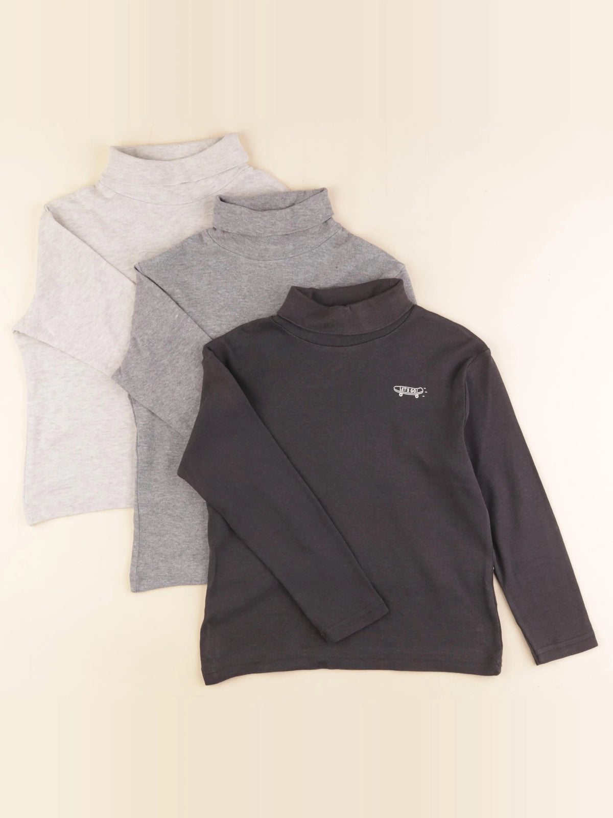 Vertbaudet - lot de 3 sous-pulls gris - 6 ans