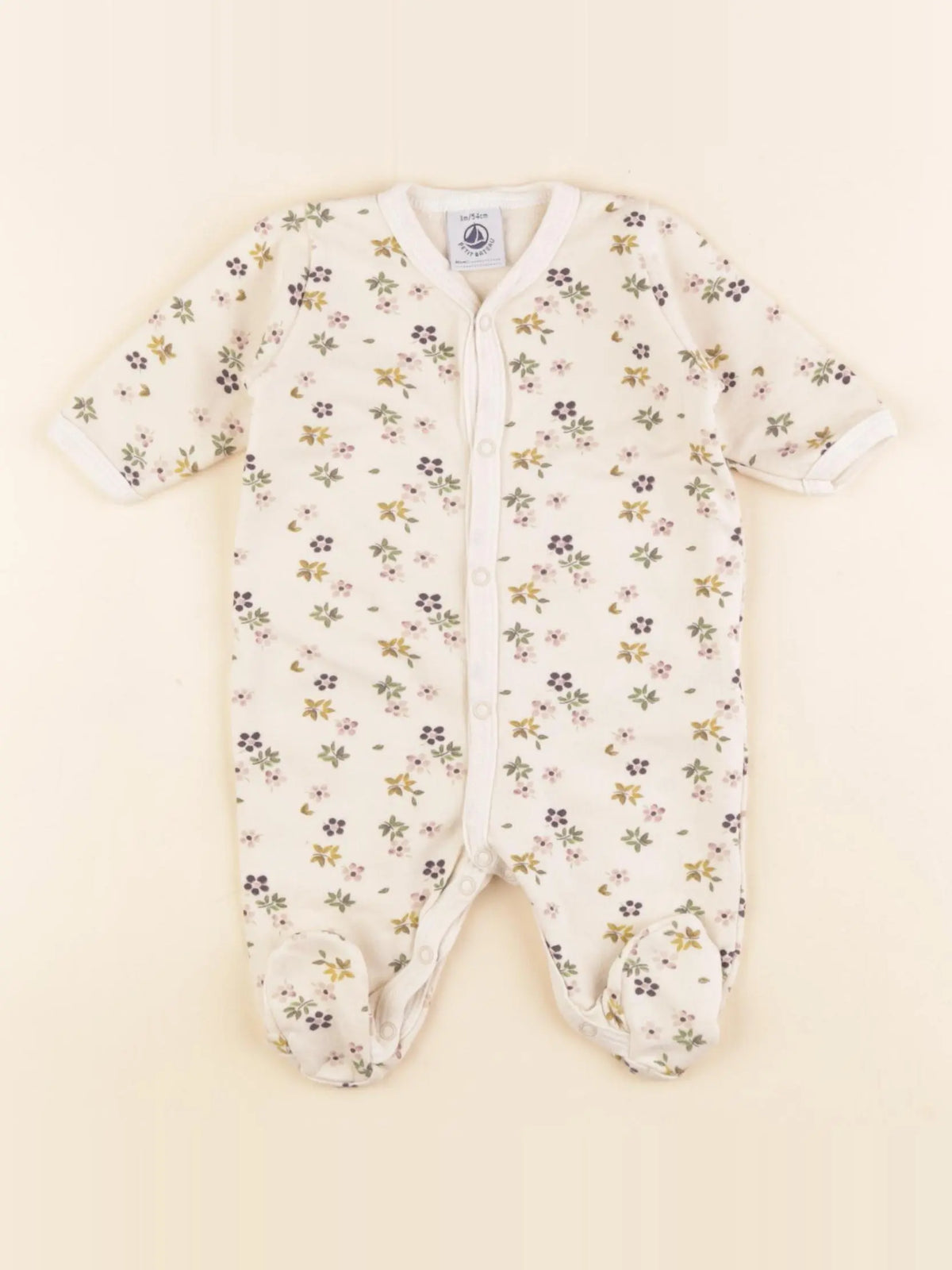 Petit Bateau - pyjama coton beige - 1 mois