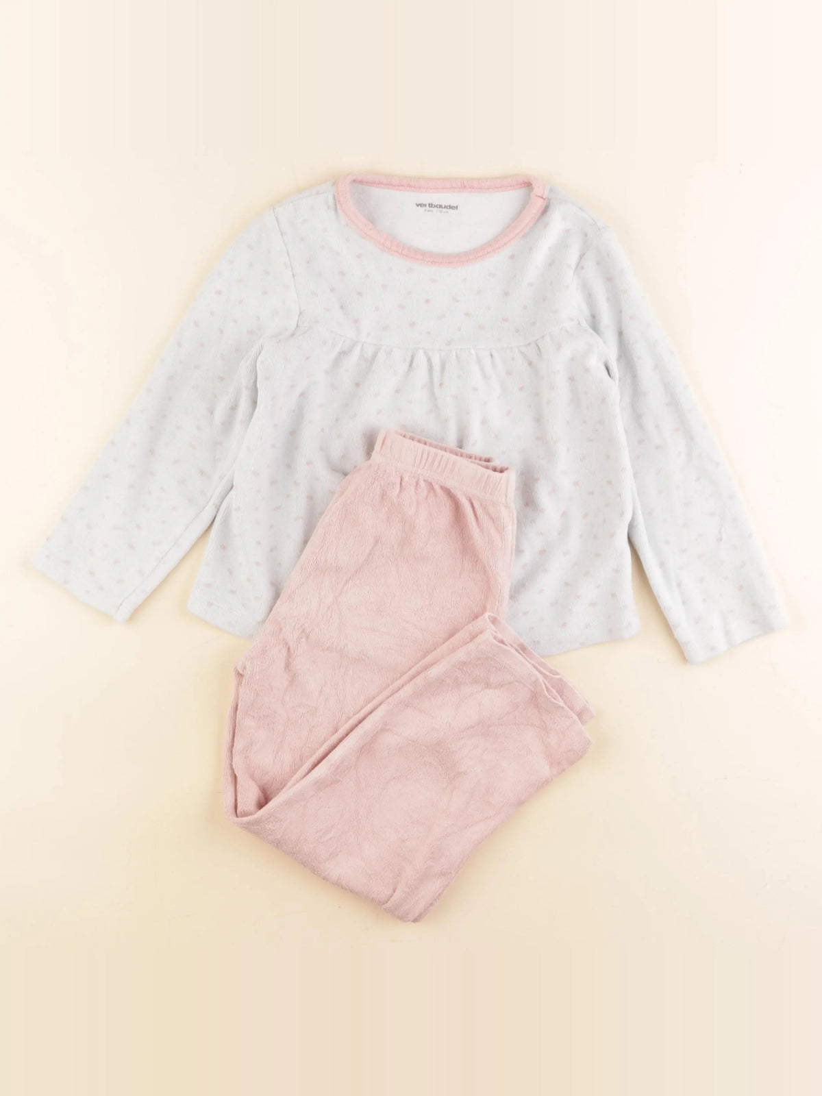 Vertbaudet - pyjama velours rose - 5 ans