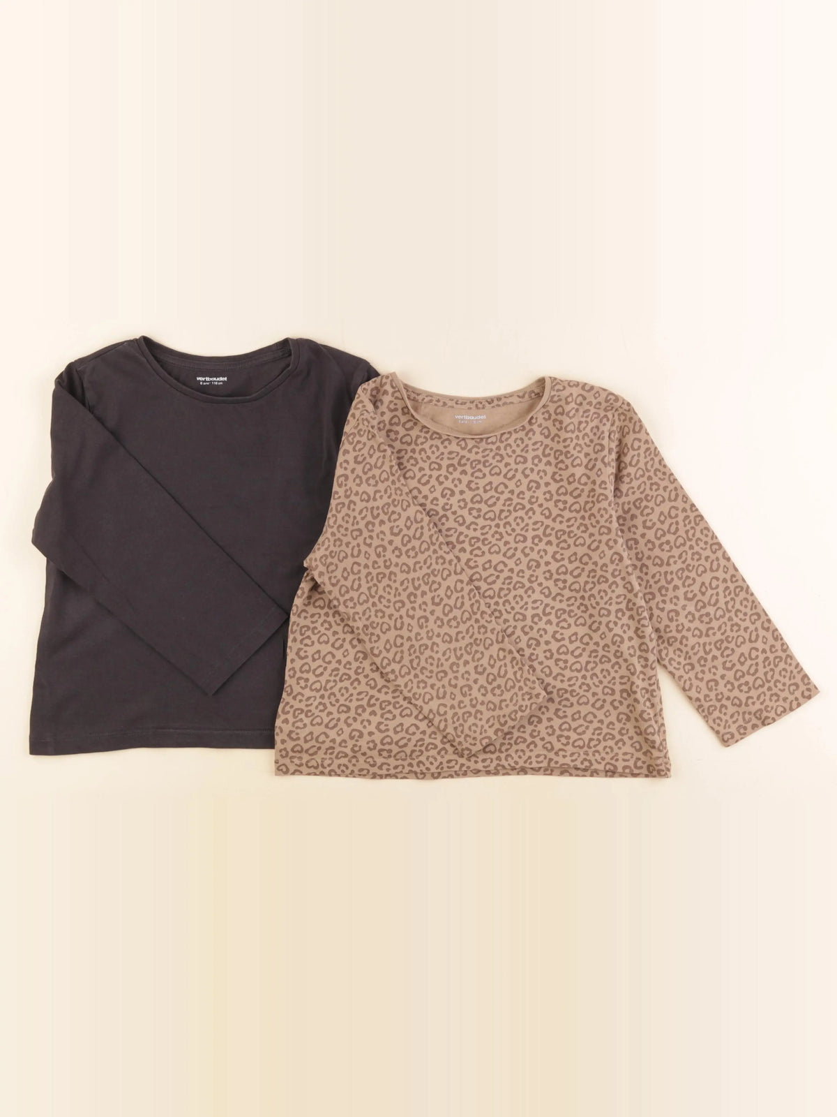 Vertbaudet - lot de 2 tee-shirts marron, noir - 6 ans