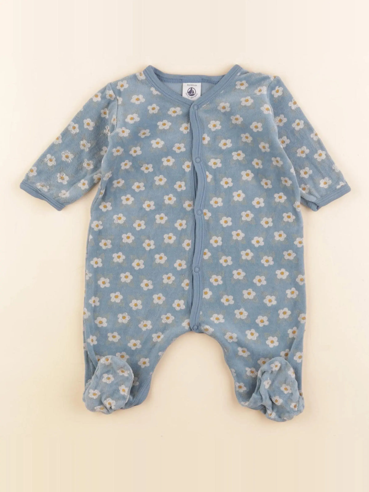 Petit Bateau - pyjama velours bleu - 3 mois