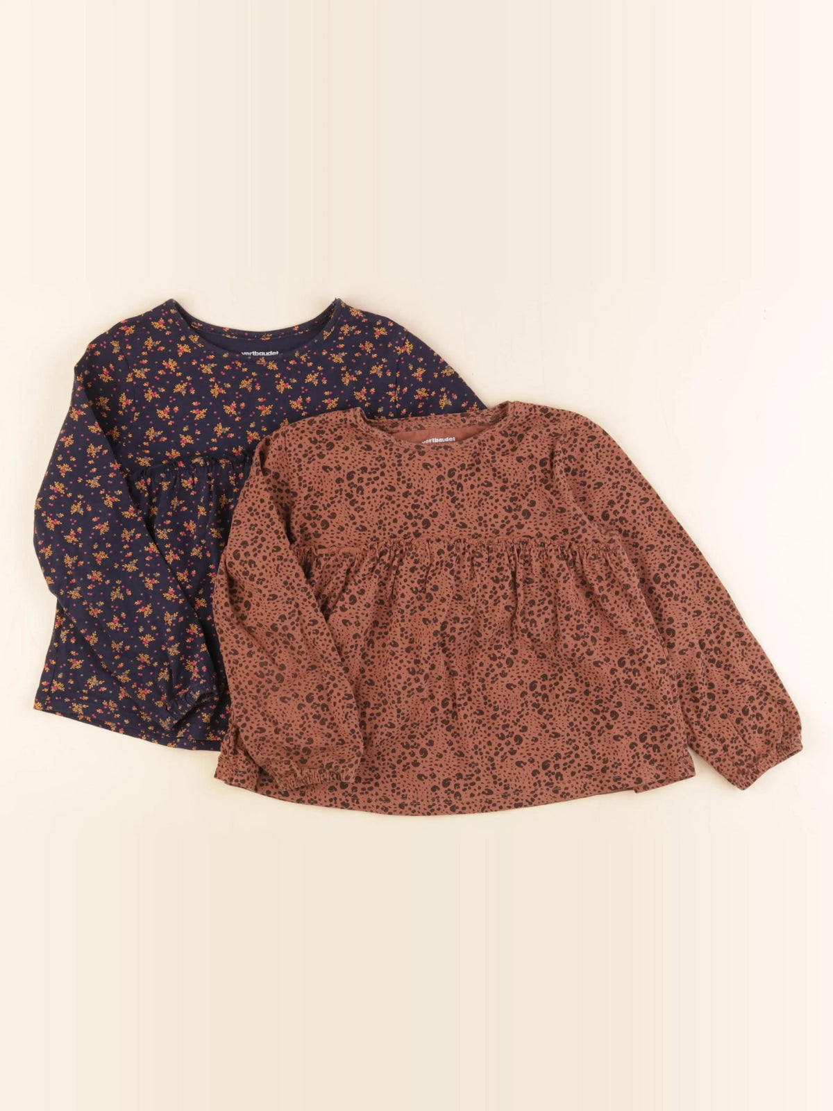 Vertbaudet - lot de 2 tee-shirts marron, bleu - 4 ans