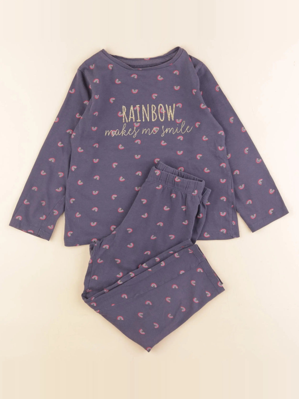 Vertbaudet - pyjama coton bleu, rose - 5 ans