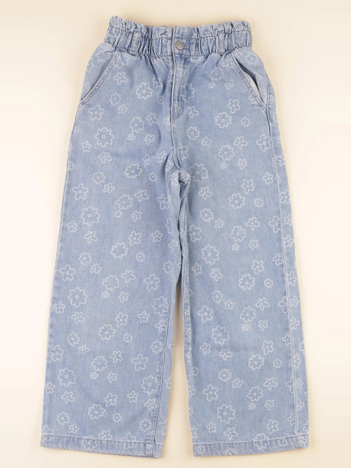 Vertbaudet - pantalon bleu, blanc - 10 ans