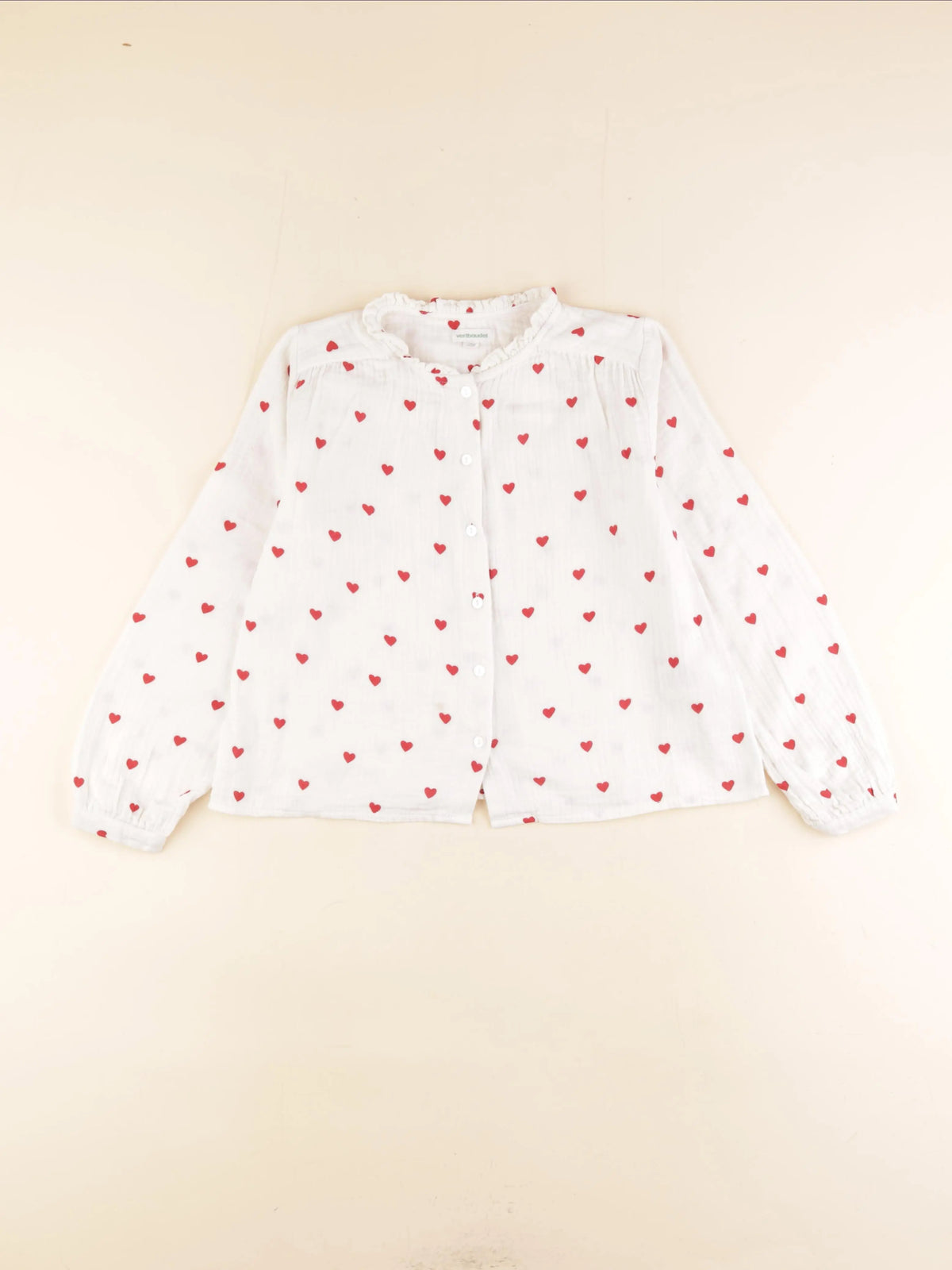 Vertbaudet - blouse blanc, rouge - 8 ans