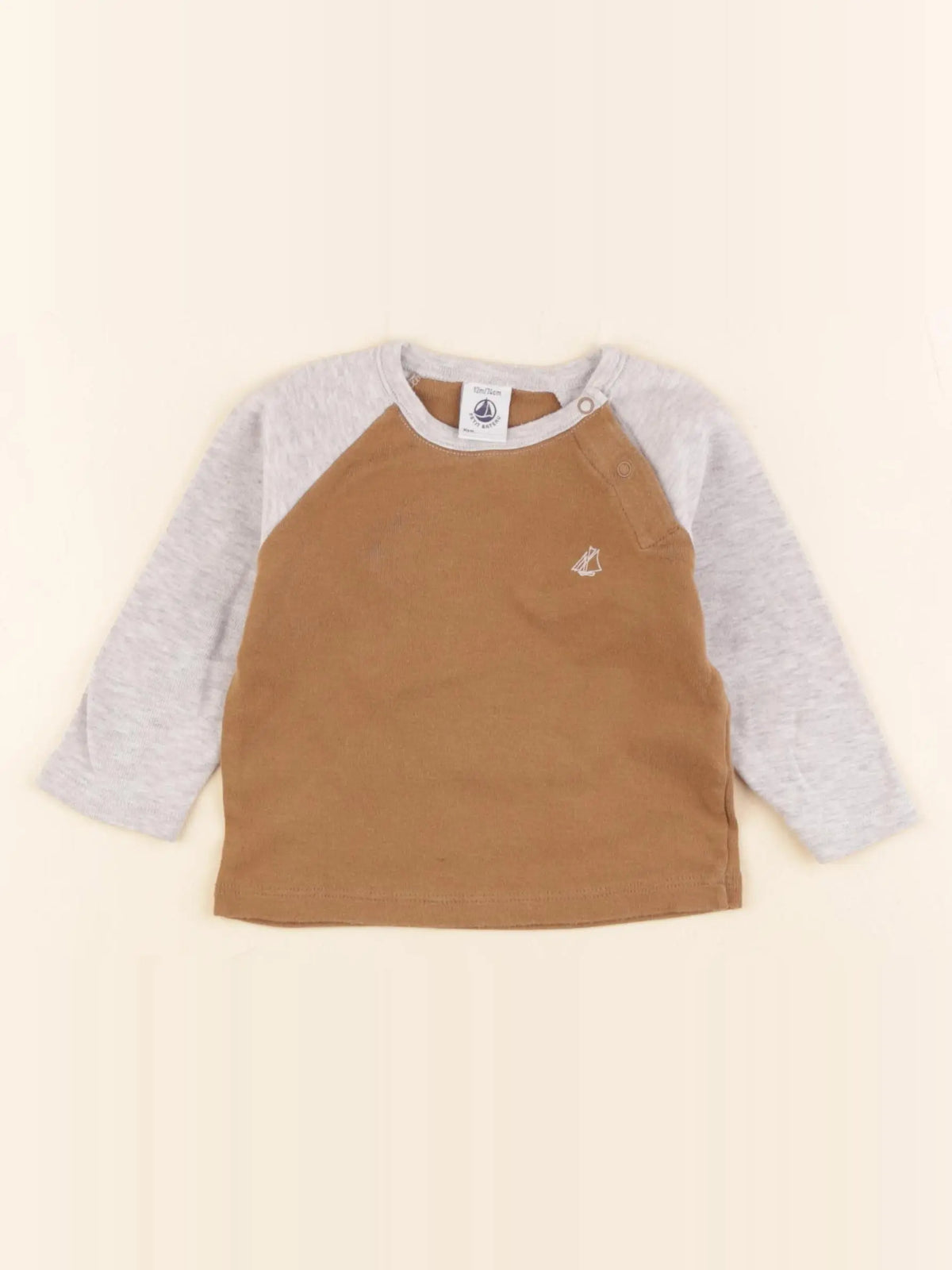 Petit Bateau - tee-shirt marron - 12 mois