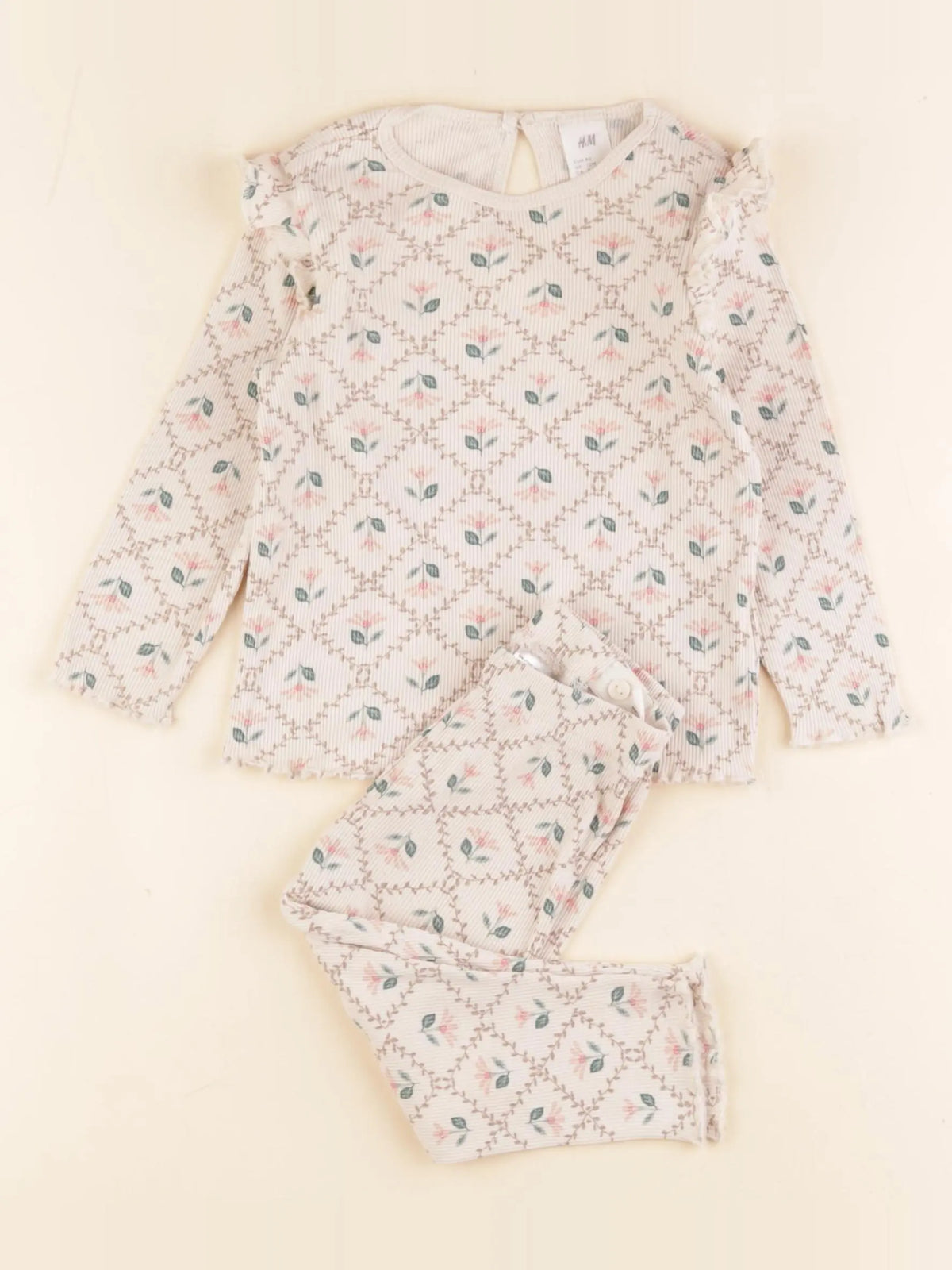 H&M - pyjama coton beige - 9/12 mois