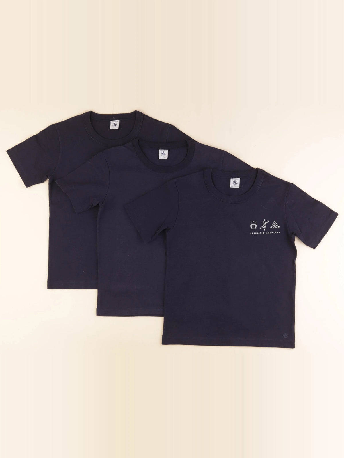 Petit Bateau - lot de 3 tee-shirts bleu - 10 ans