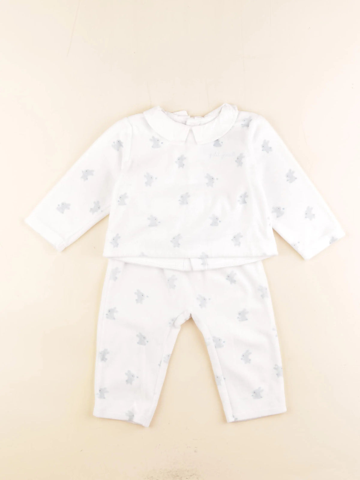 Jacadi - pyjama velours blanc, bleu - 18 mois