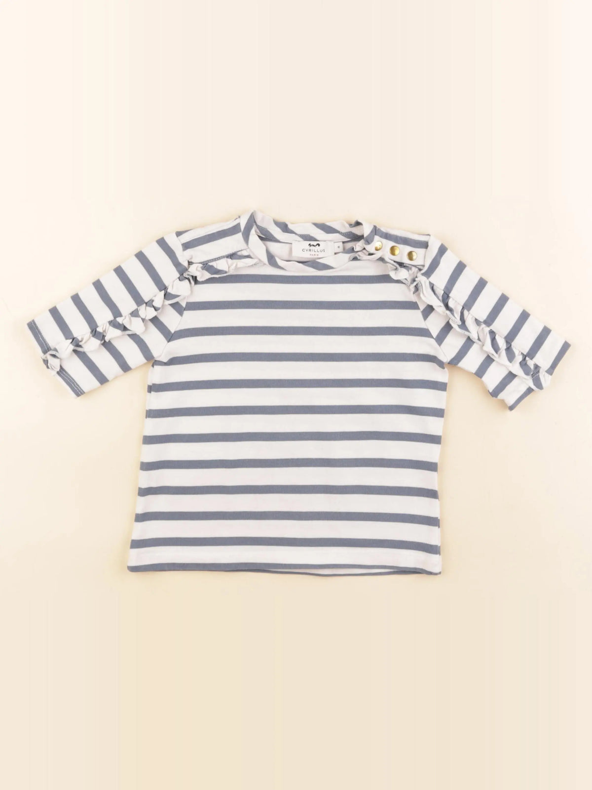 Cyrillus - tee-shirt beige, bleu - 6 ans