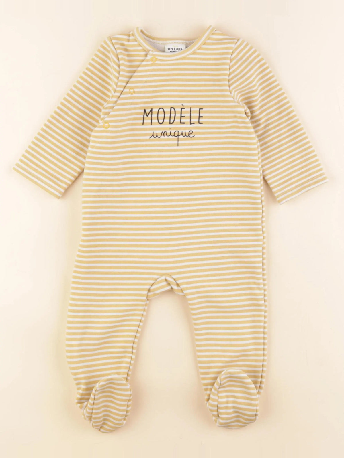 Tape à l'oeil - pyjama coton jaune, blanc - 12 mois