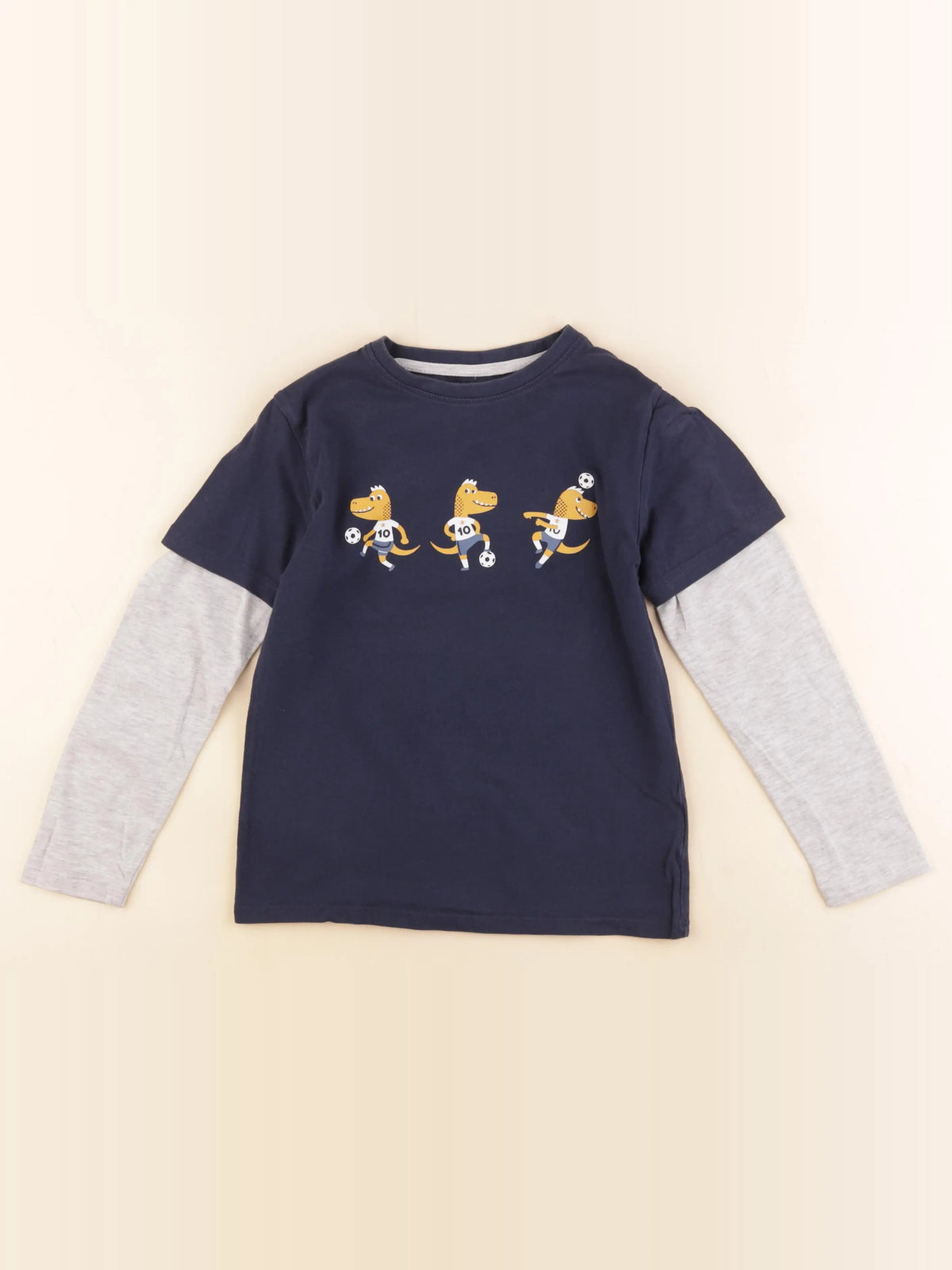 Vertbaudet - tee-shirt bleu, gris - 8 ans