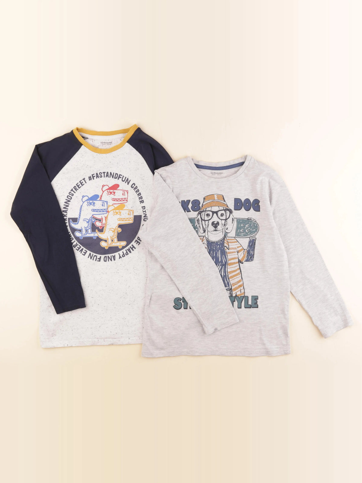 Vertbaudet - lot de 2 tee-shirts gris, bleu - 10 ans