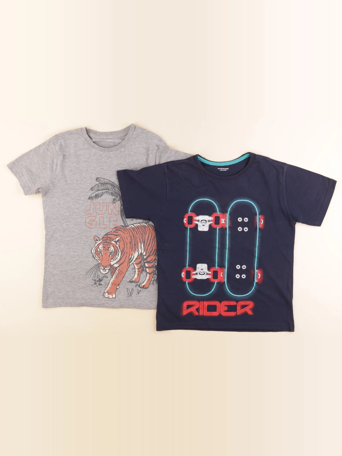 Vertbaudet - lot de 2 tee-shirts bleu, gris - 10 ans