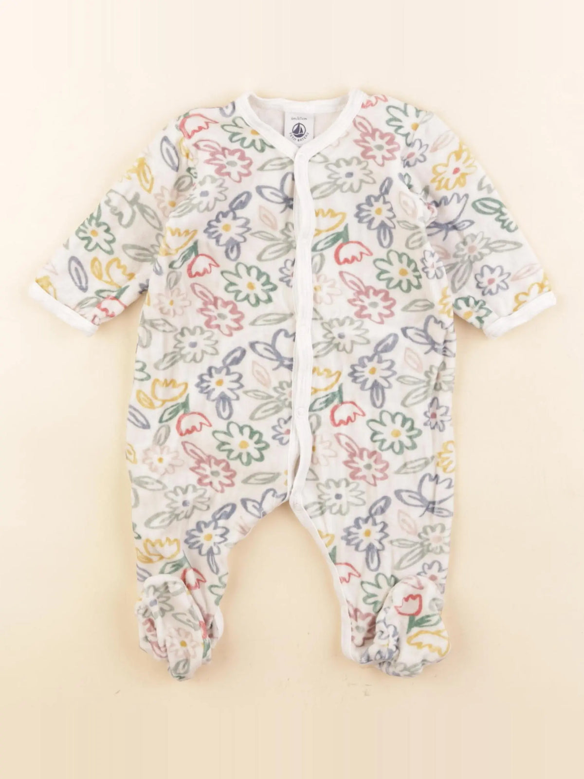 Petit Bateau - pyjama velours multicolore - 6 mois