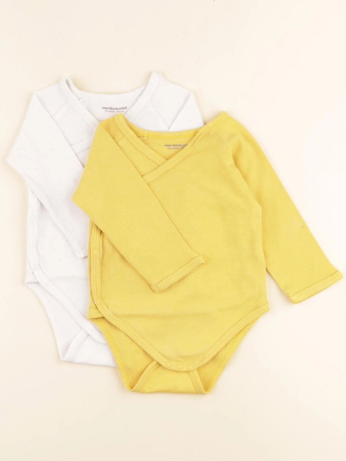 Vertbaudet - lot de 2 bodies en coton multicolore - 12 mois