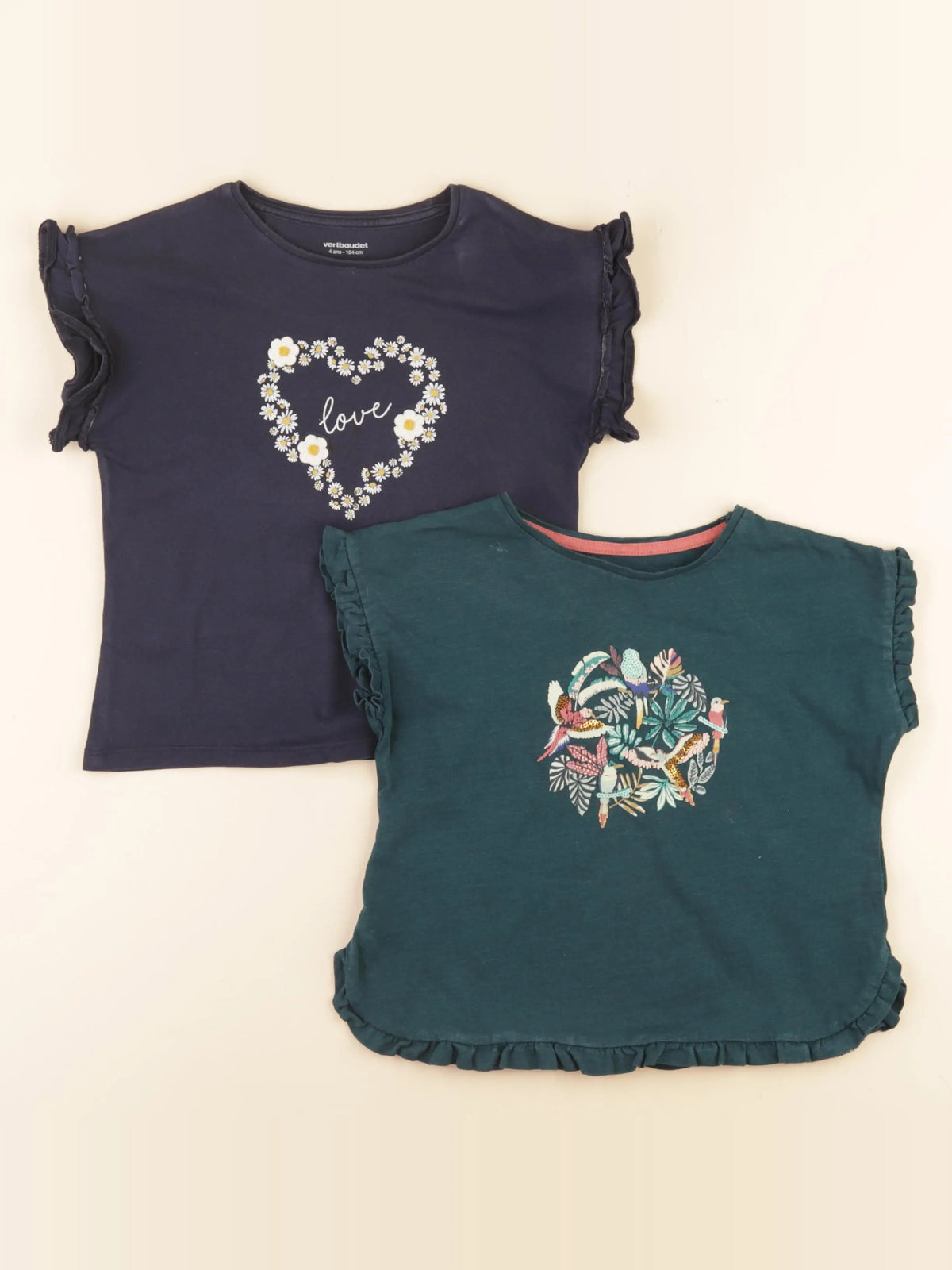 Vertbaudet - lot de 2 tee-shirts bleu - 4 ans
