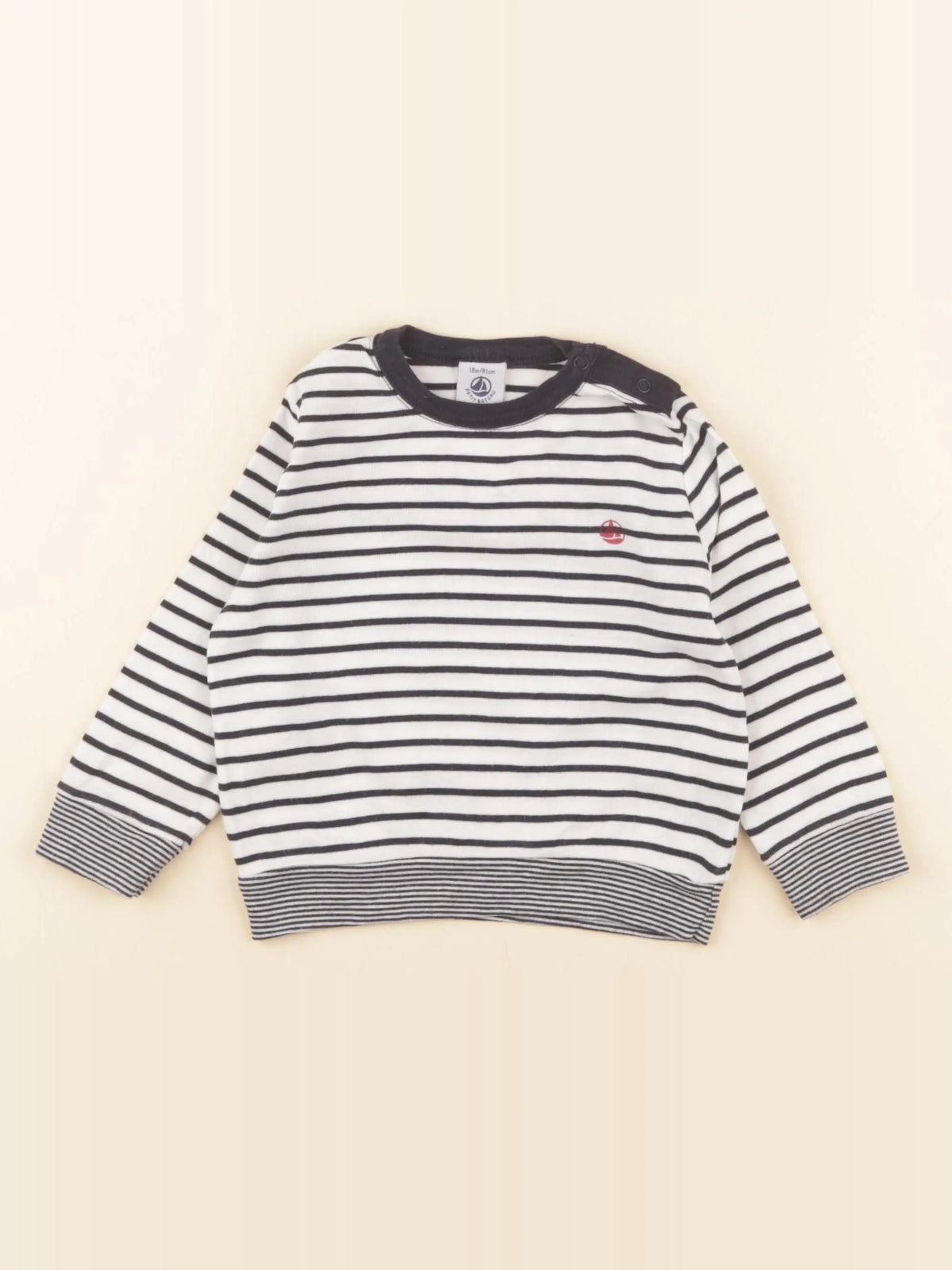 Petit Bateau - tee-shirt blanc, bleu - 18 mois