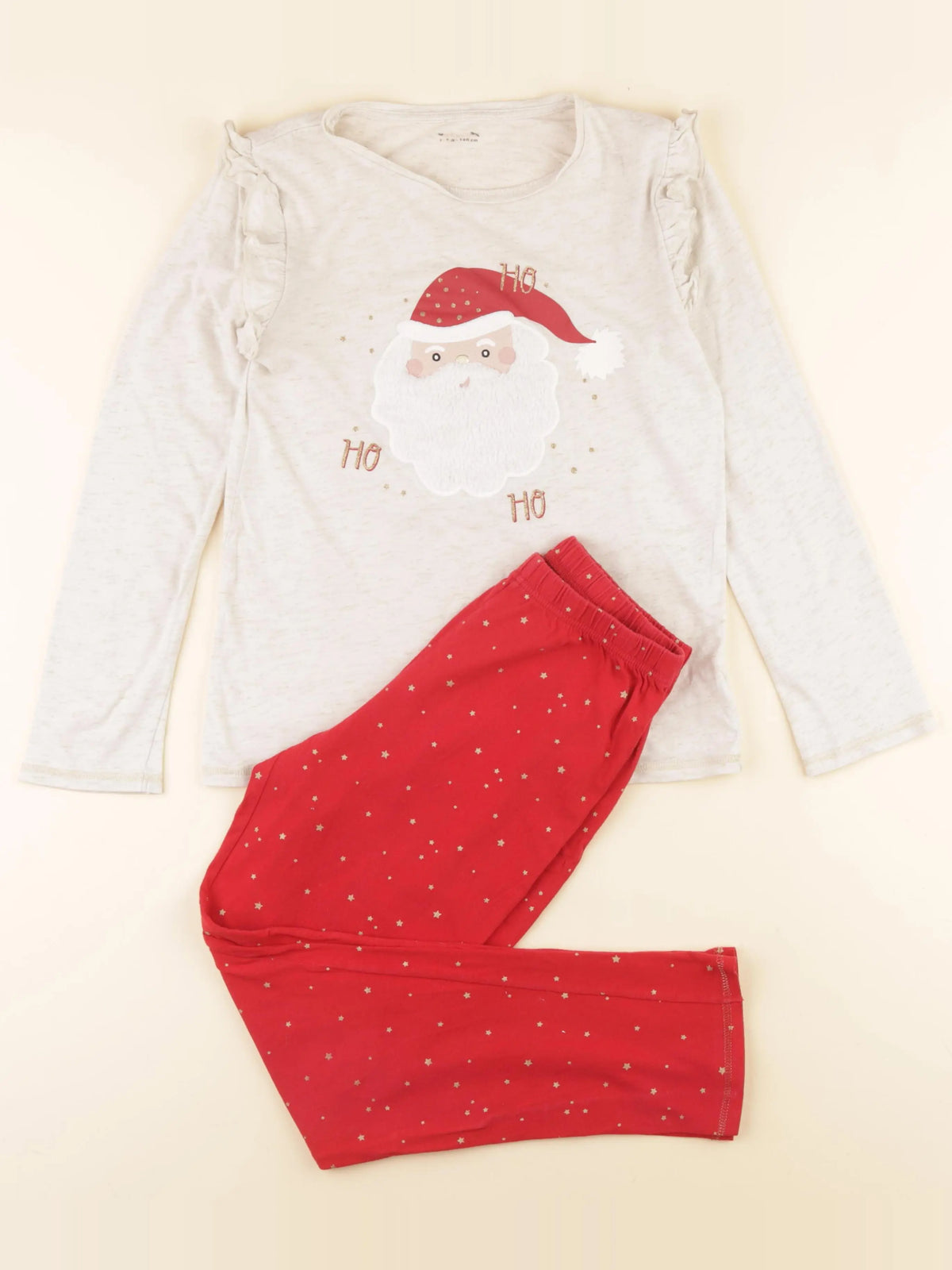 Vertbaudet - pyjama coton rouge, beige - 10 ans