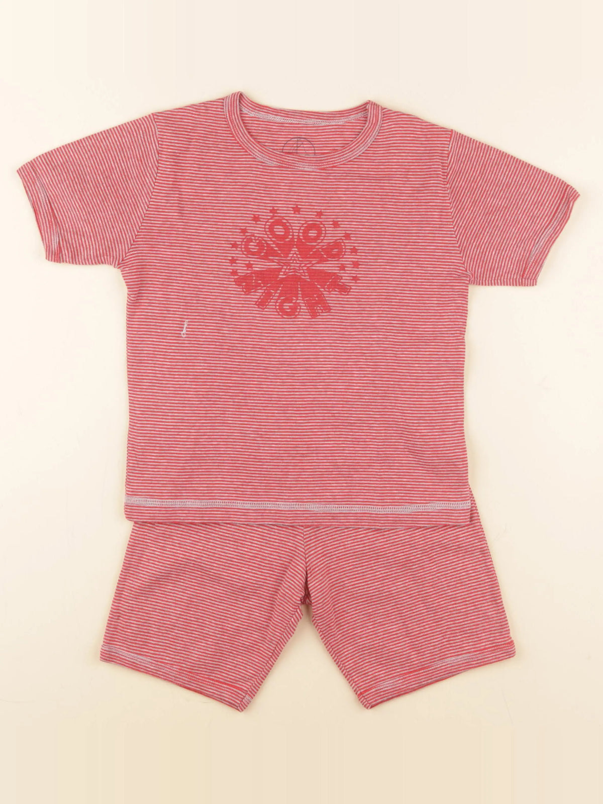 Petit Bateau - pyjama coton blanc, rouge - 4 ans
