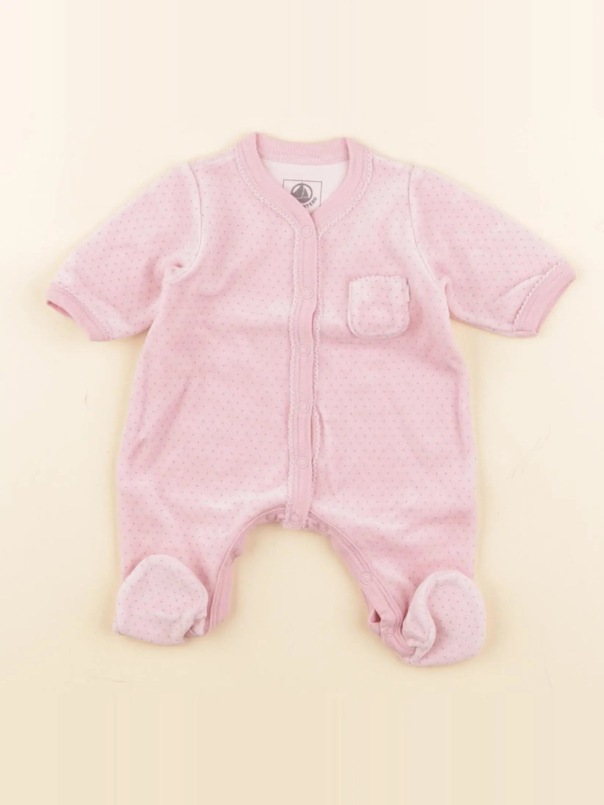 Petit Bateau - pyjama velours rose - 0 mois