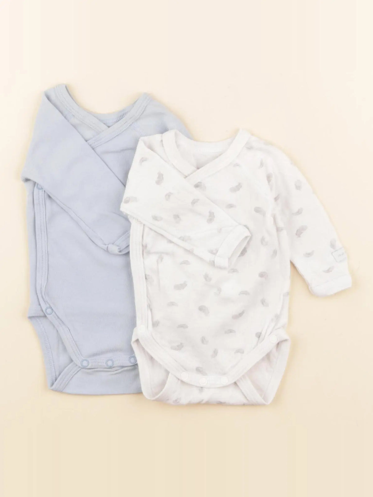 Petit Bateau - lot de 2 bodies en coton bleu, blanc - 1 mois