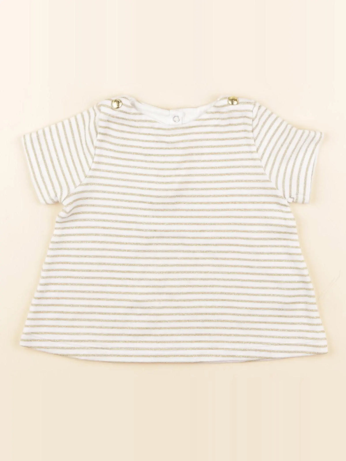 Petit Bateau - tee-shirt blanc, or - 12 mois