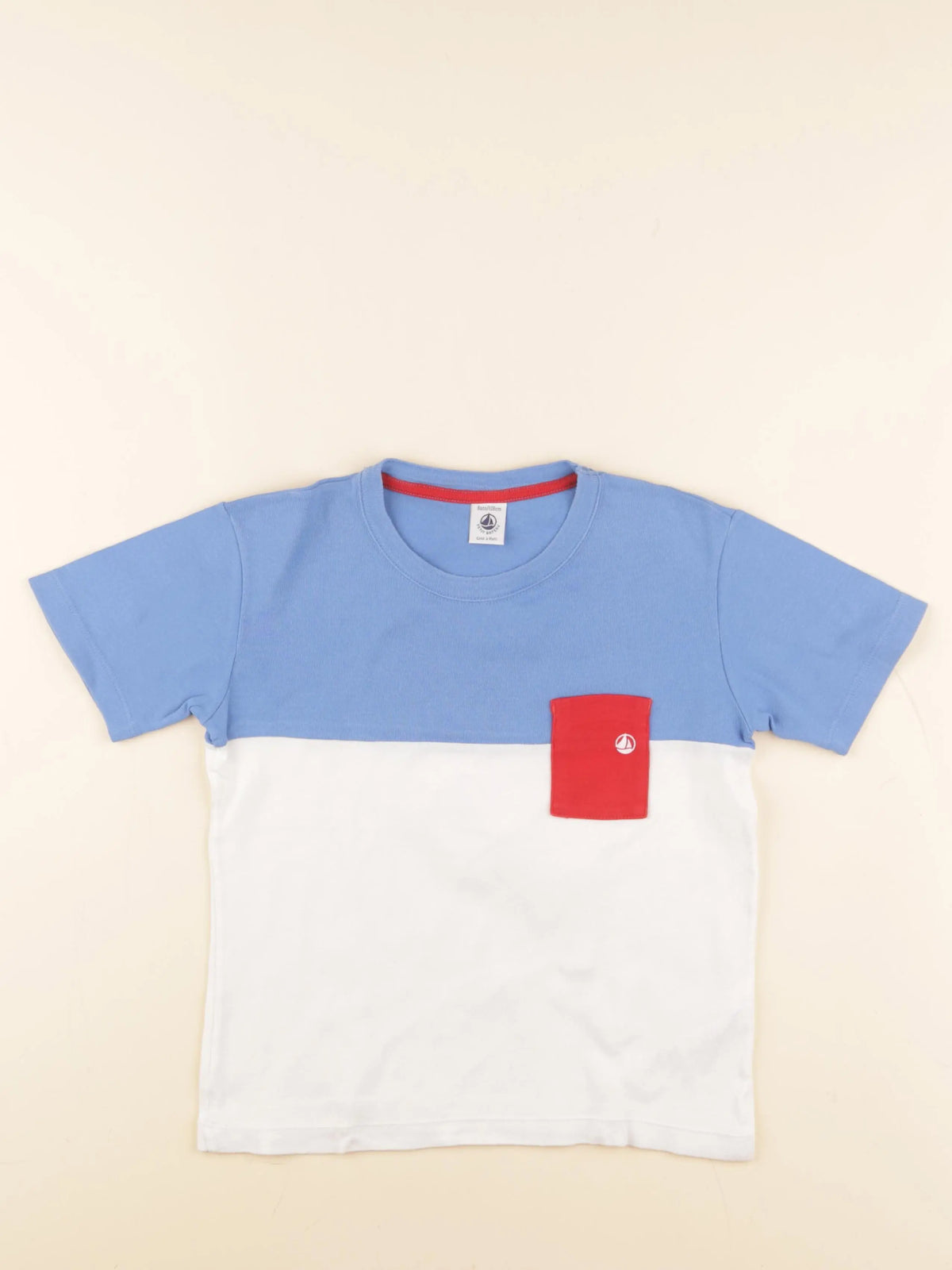 Petit Bateau - tee-shirt bleu, blanc - 8 ans