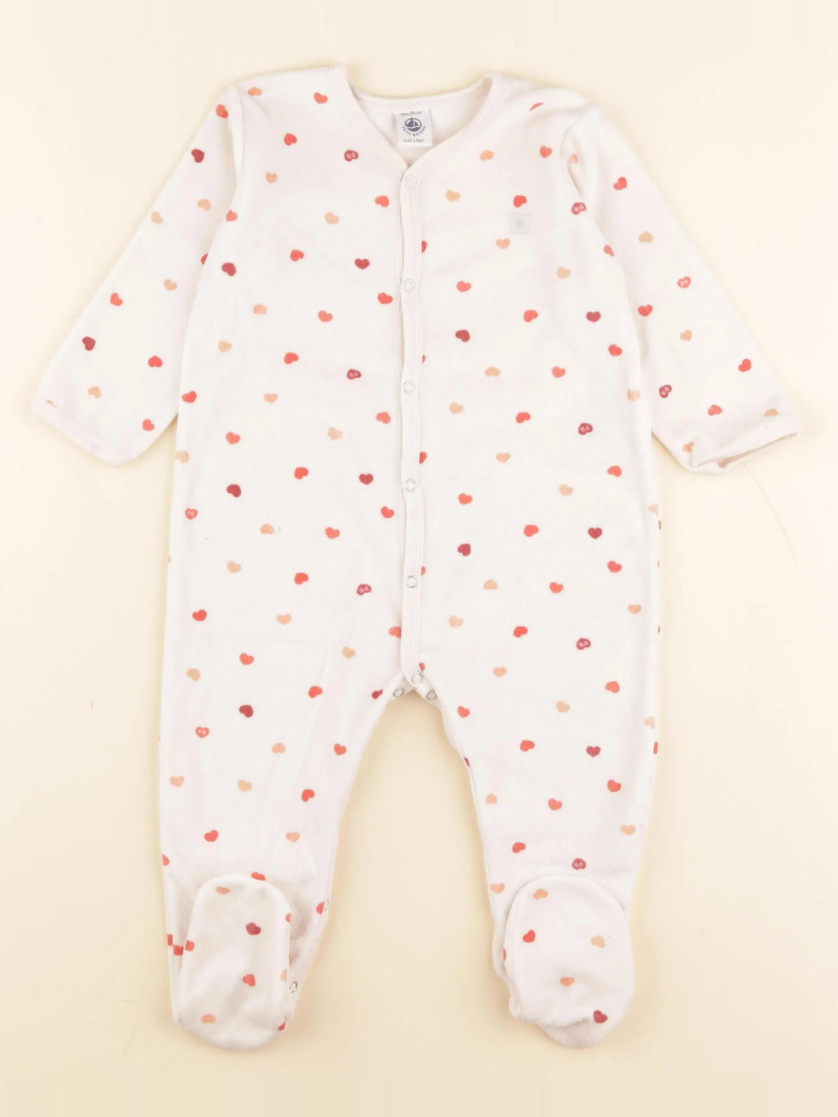 Petit Bateau - pyjama velours beige, rouge - 18 mois