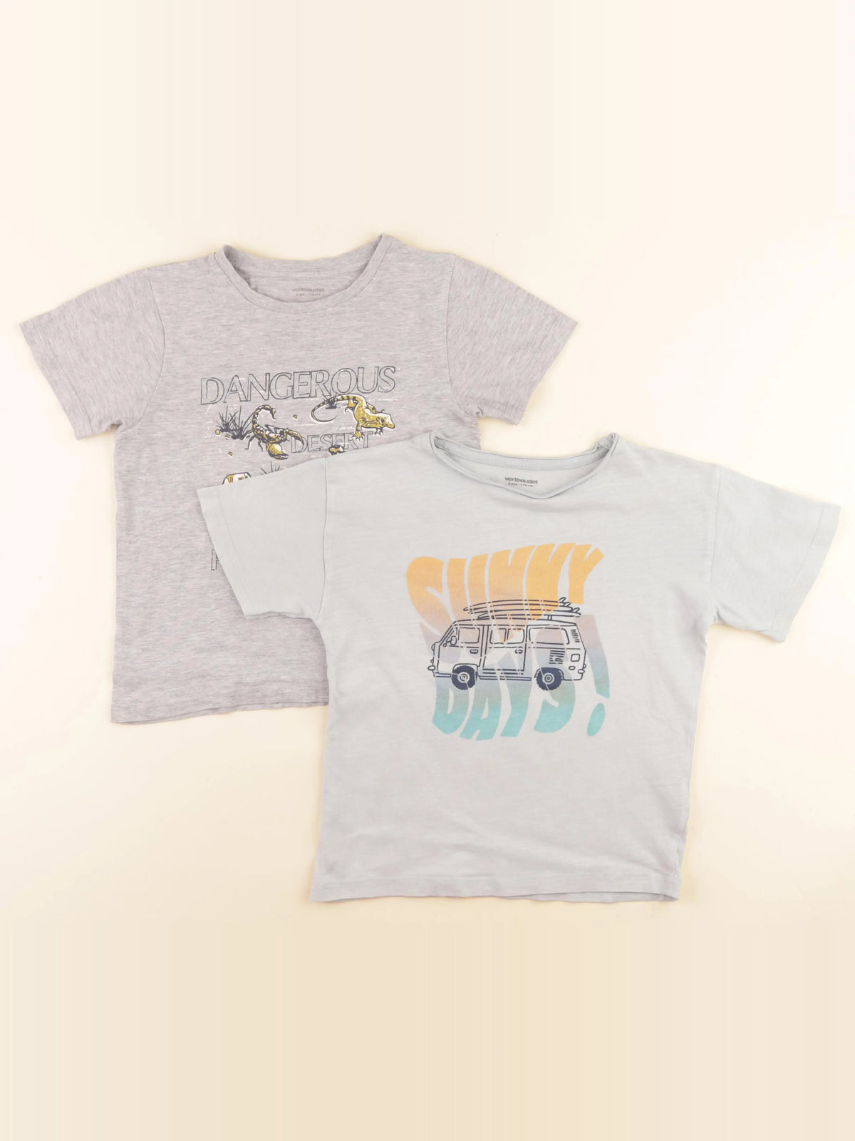 Vertbaudet - tee-shirt bleu, gris - 6 ans