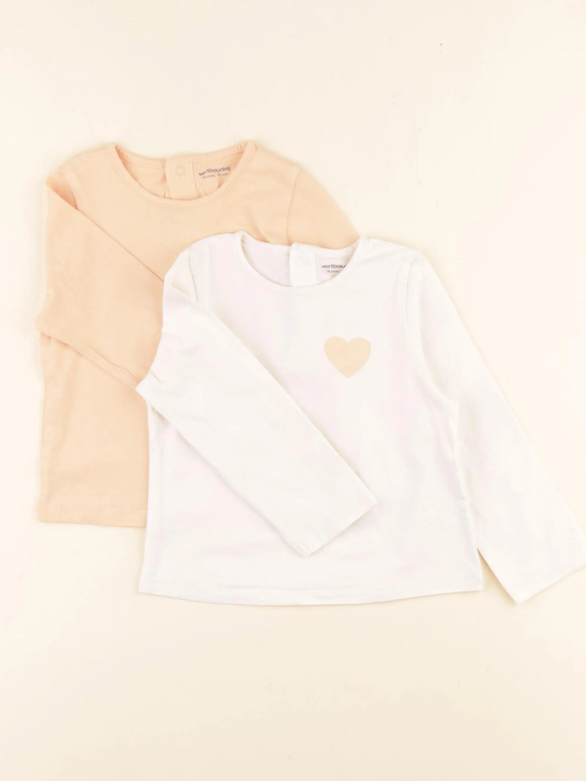 Vertbaudet - lot de 2 tee-shirts beige, orange - 18 mois
