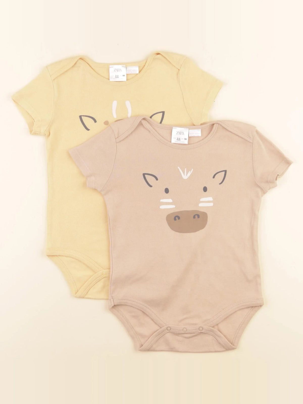 Zara - lot de 2 bodies en coton multicolore - 2/3 ans