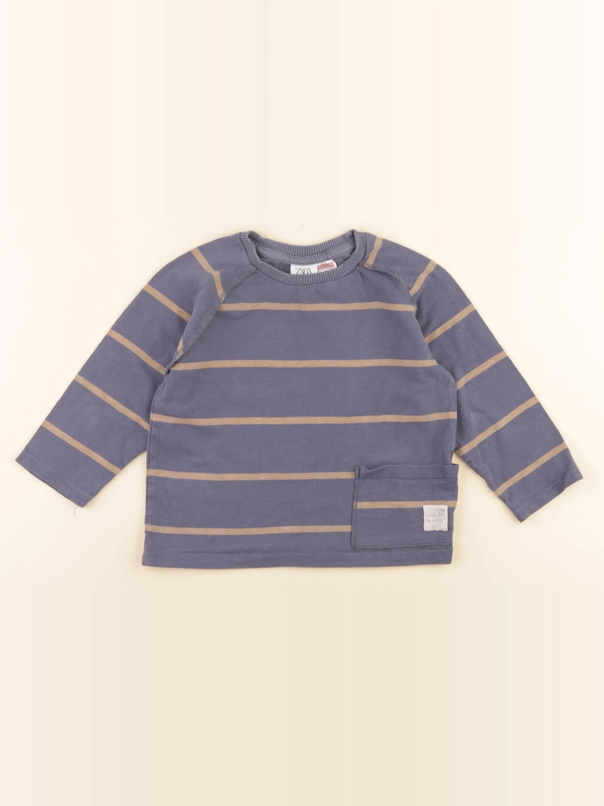 Zara - tee-shirt bleu, marron - 2/3 ans