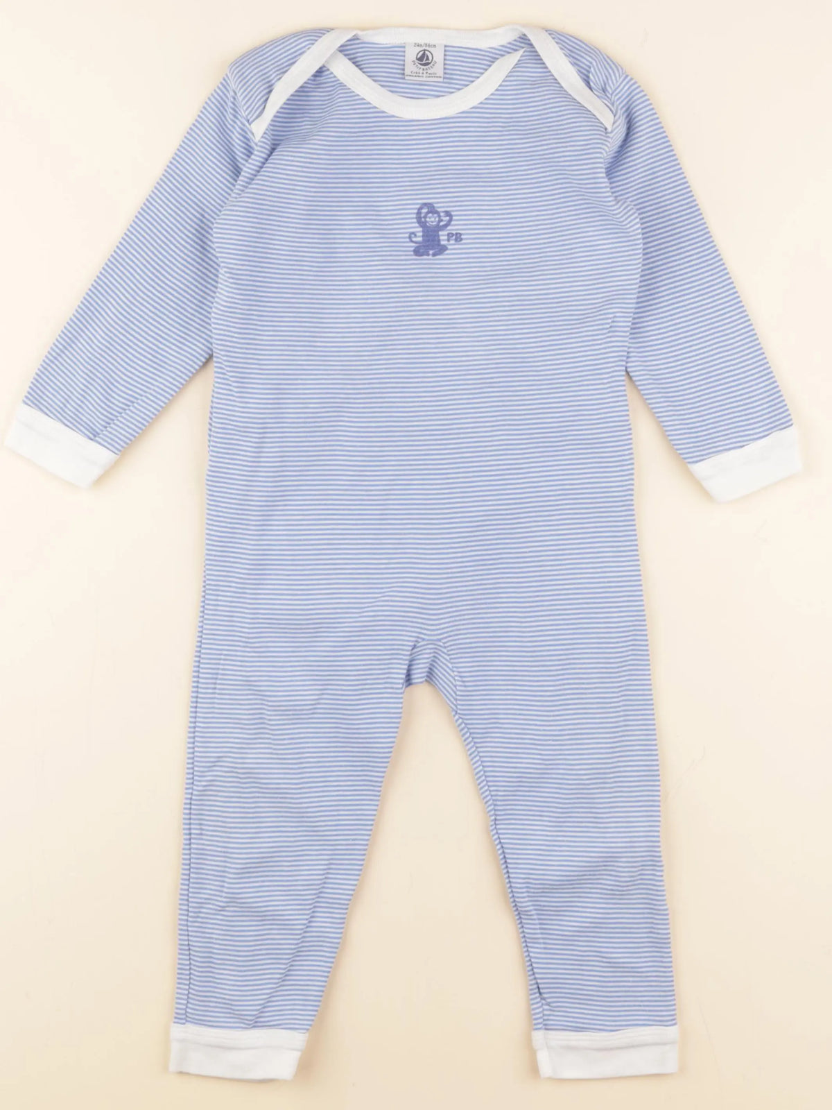 Petit Bateau - pyjama coton bleu - 24 mois