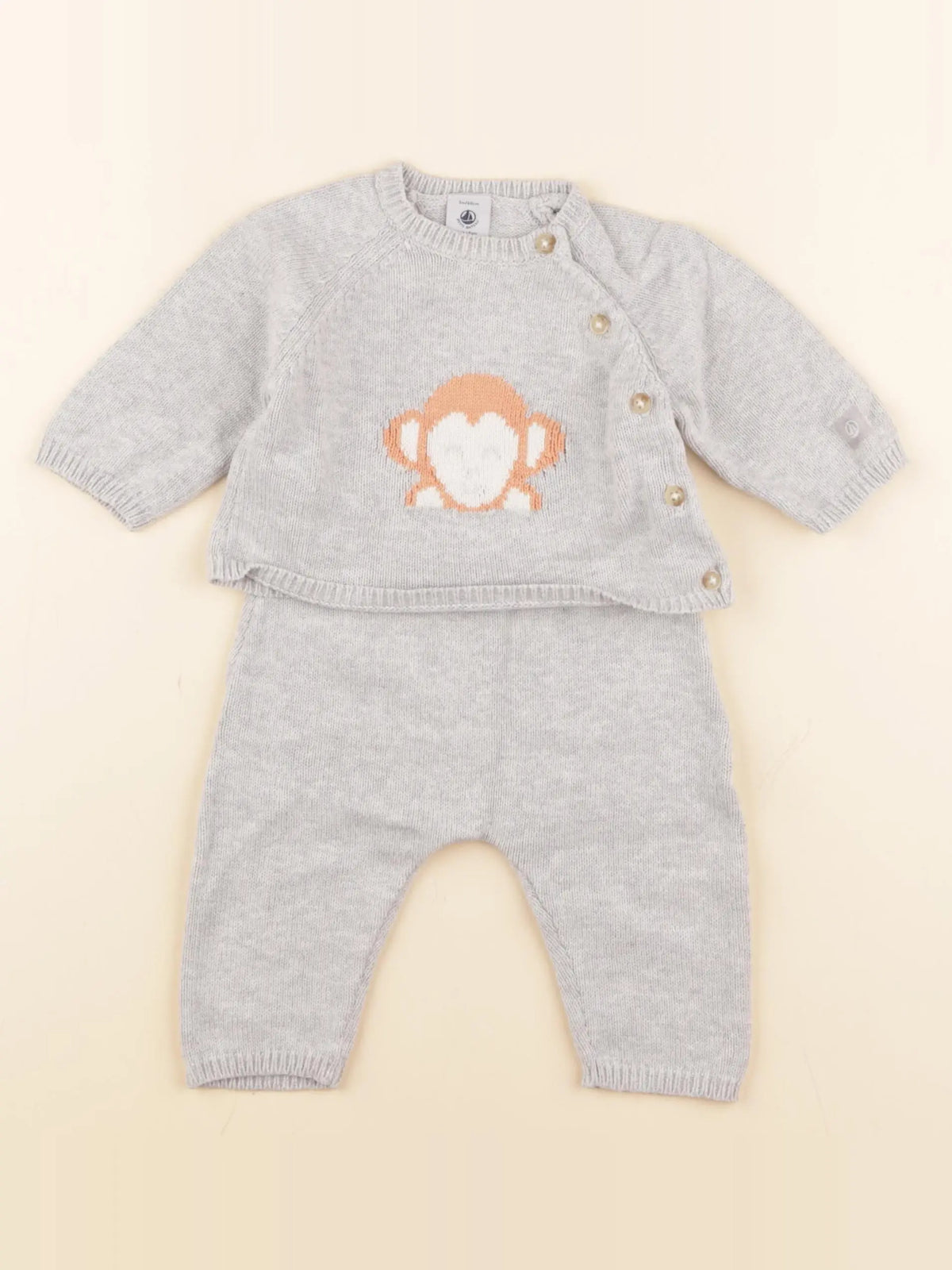 Petit Bateau - ensemble gris - 3 mois