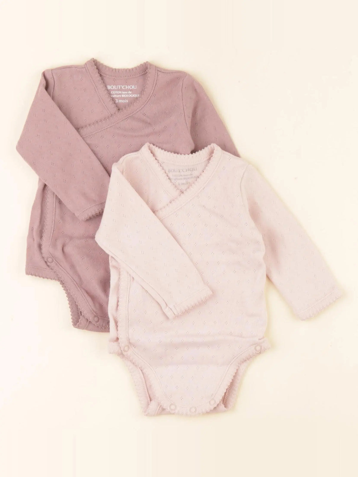 Boutchou - lot de 2 bodies en coton rose - 3 mois
