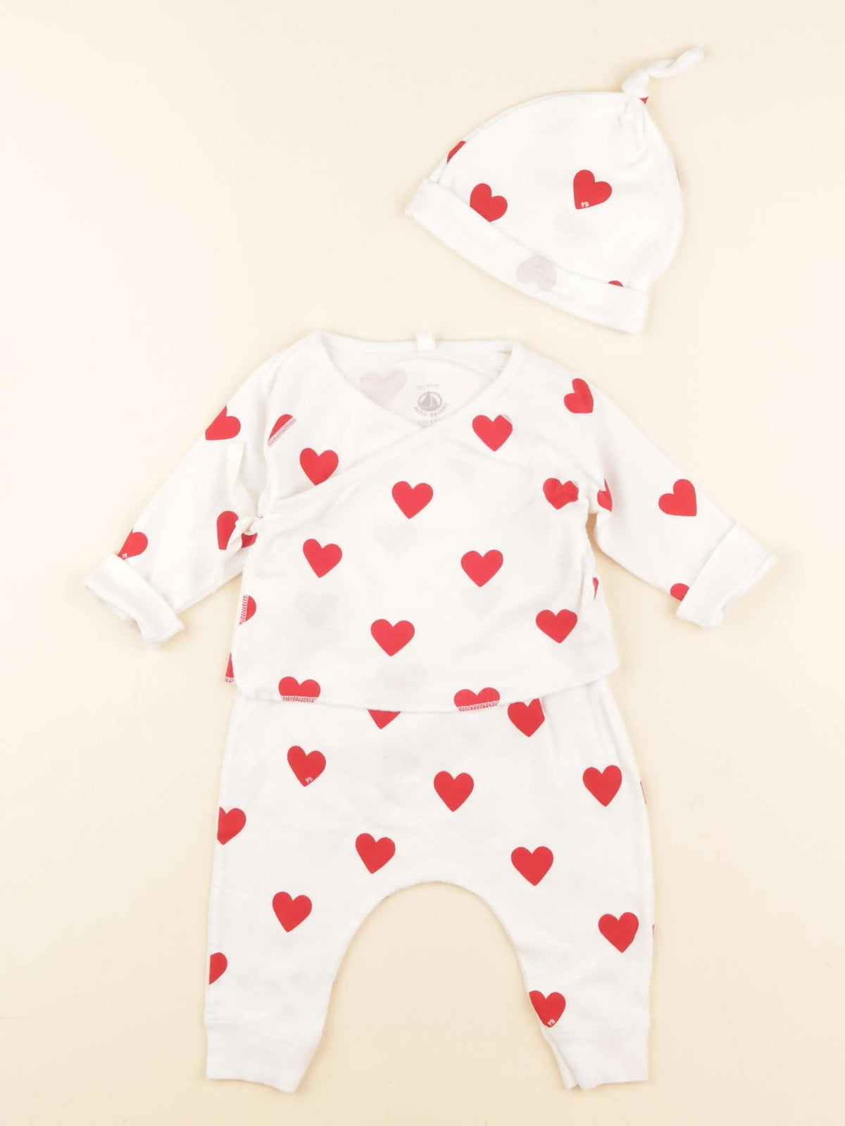 Petit Bateau - ensemble rouge - 6 mois