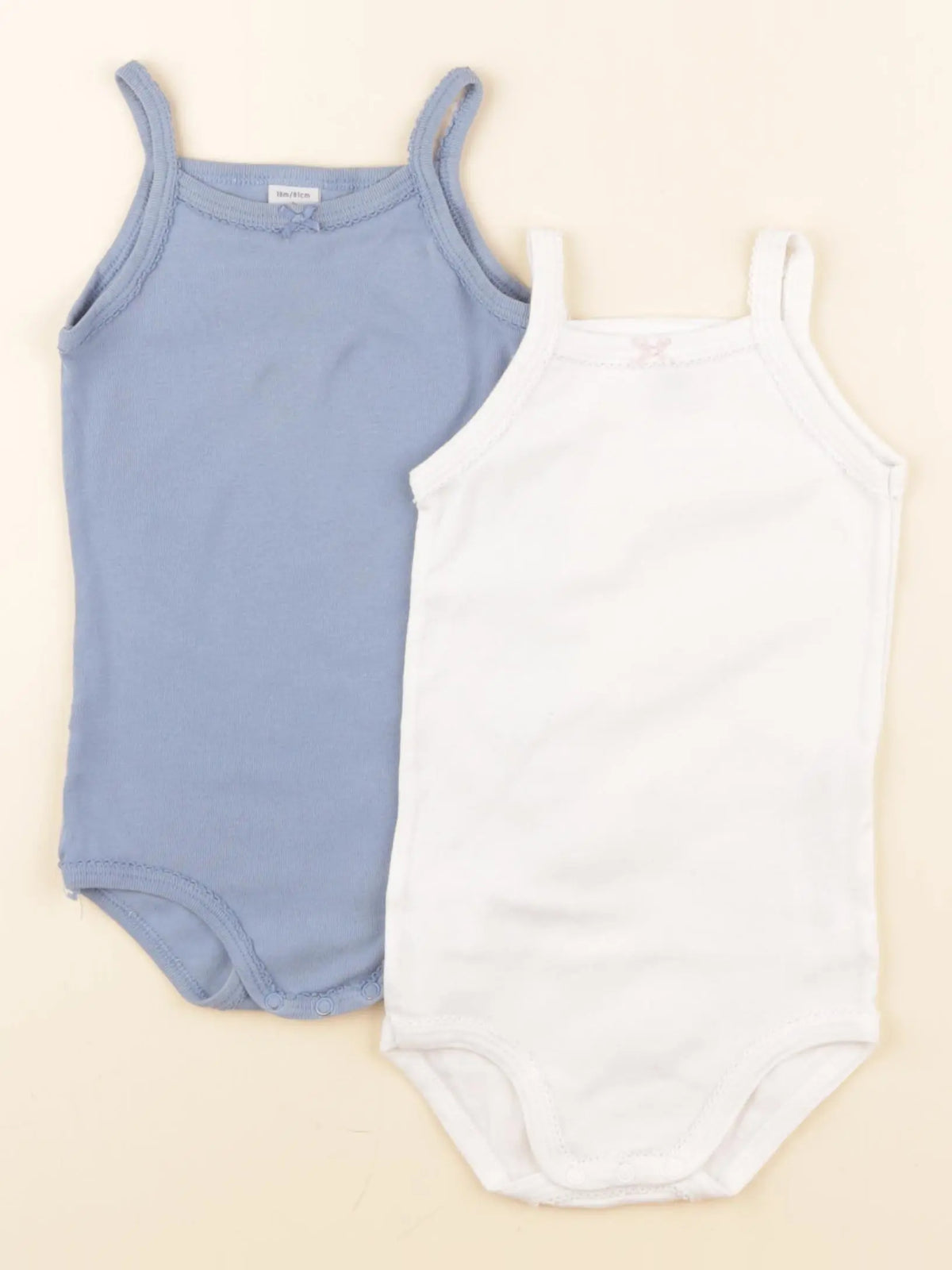 Petit Bateau - lot de 2 bodies en coton bleu, blanc - 18 mois