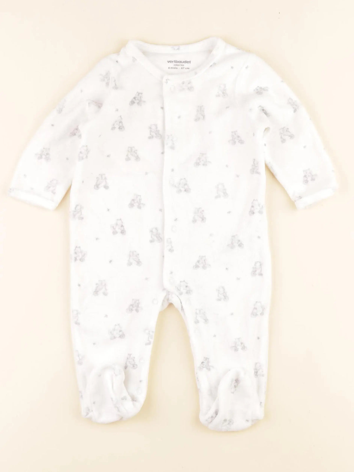 Vertbaudet - pyjama velours blanc - 6 mois