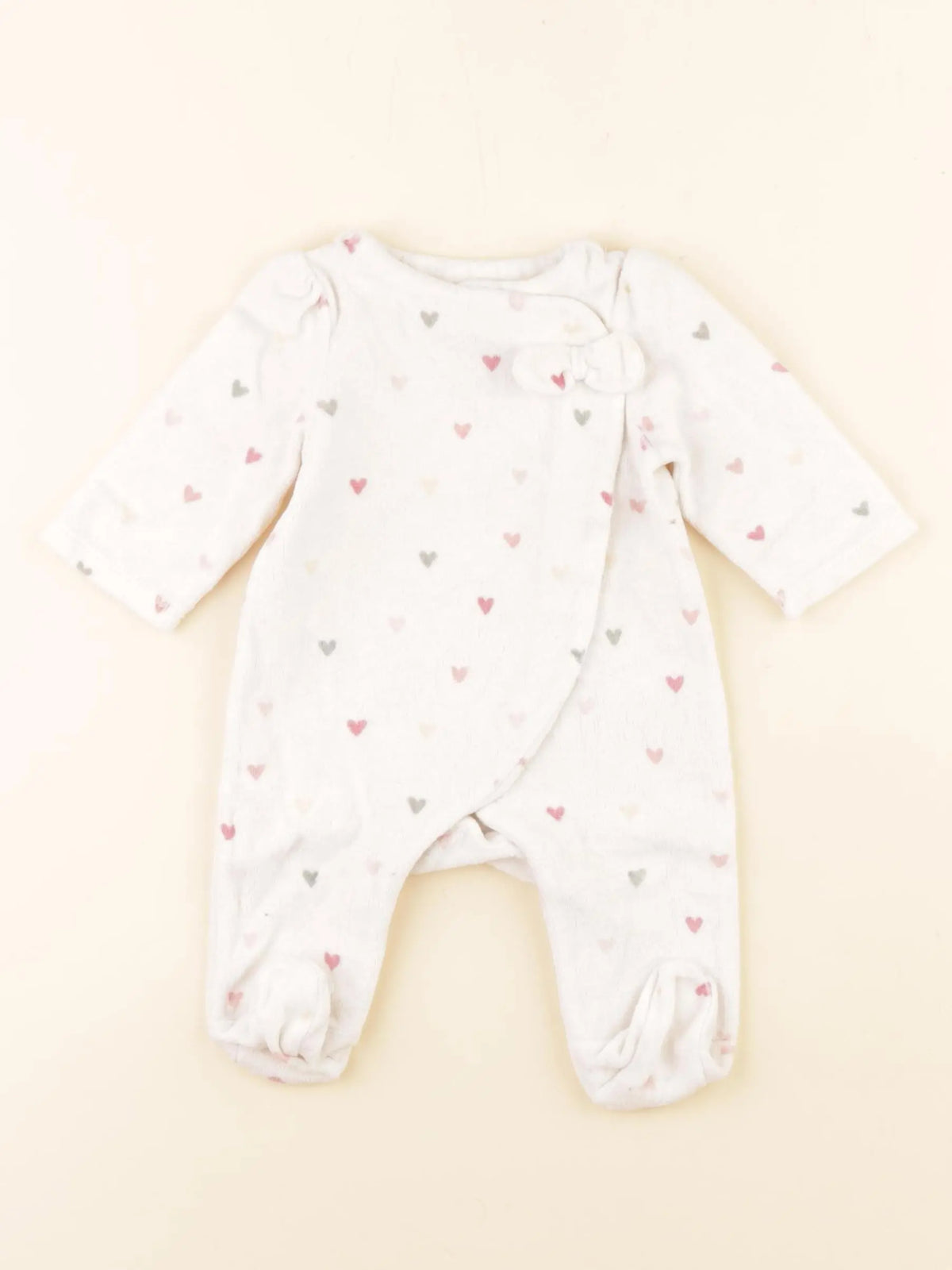 Tape à l'oeil - pyjama velours blanc - 1 mois