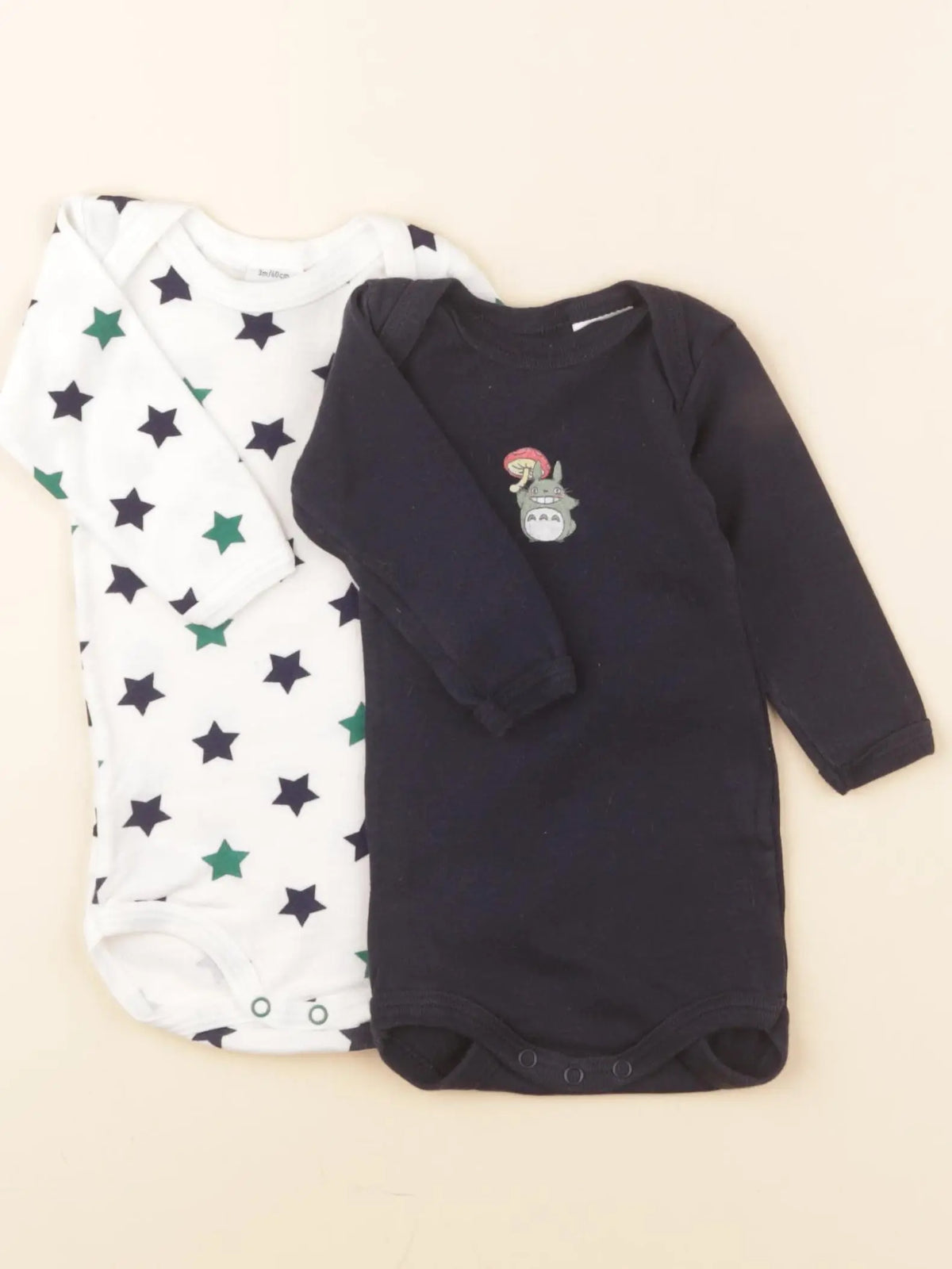 Petit Bateau - lot de 2 bodies en coton bleu, blanc - 3 mois