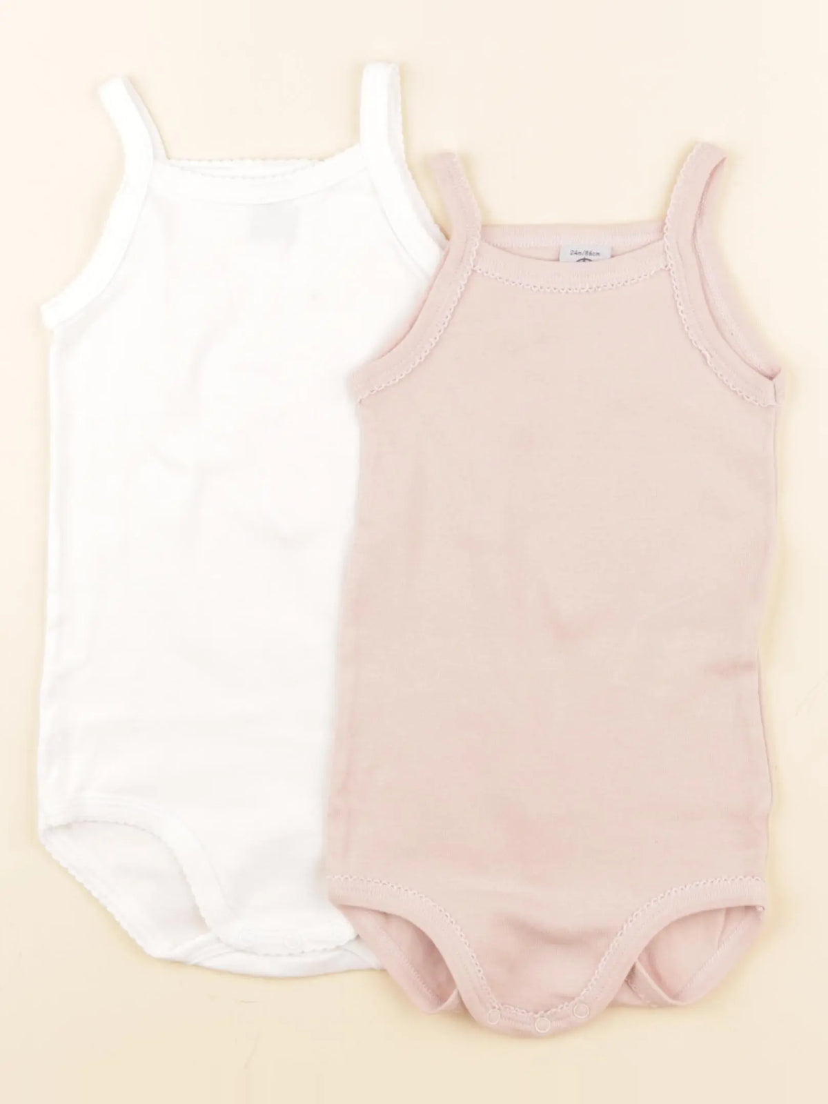 Petit Bateau - lot de 2 bodies en coton rose, blanc - 24 mois