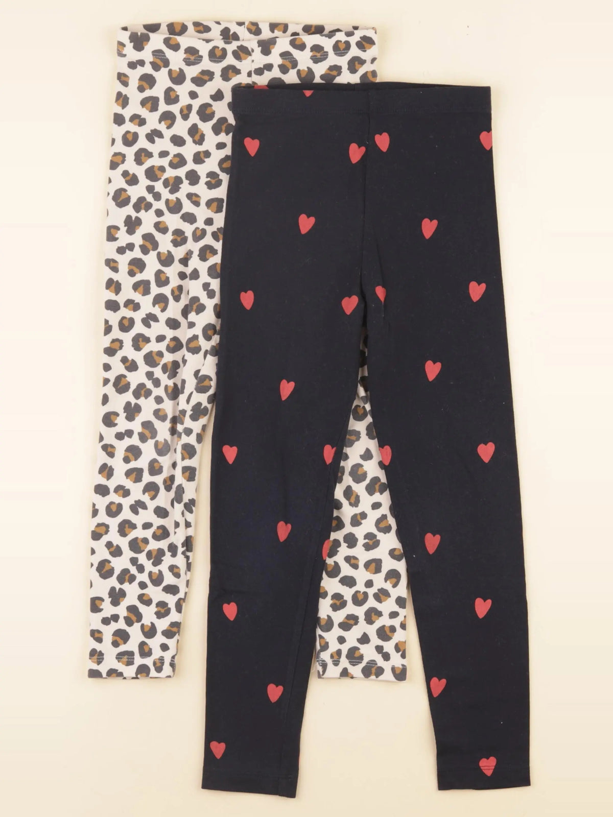 Monoprix - lot de 2 leggings bleu, beige - 5 ans