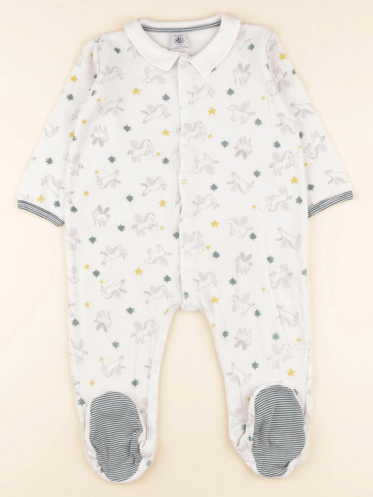 Petit Bateau - pyjama velours blanc - 2 ans