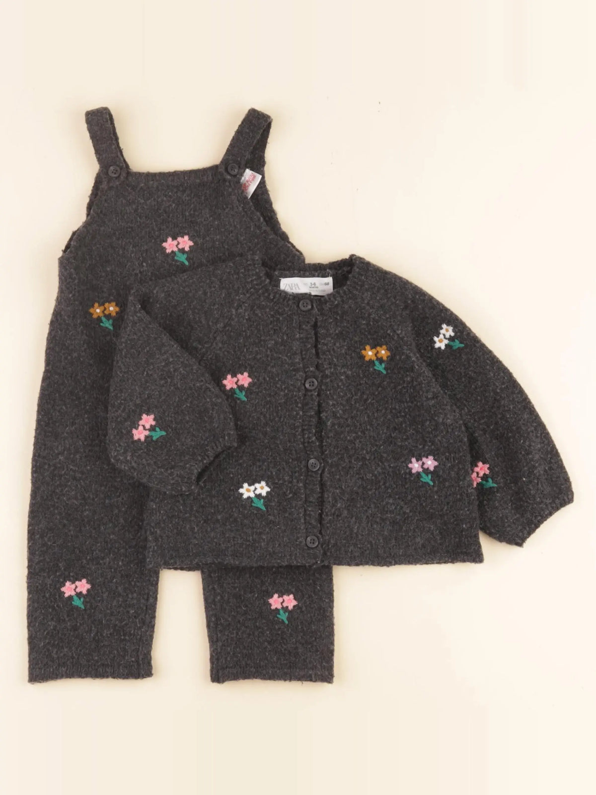 Zara - ensemble gris - 3/6 mois