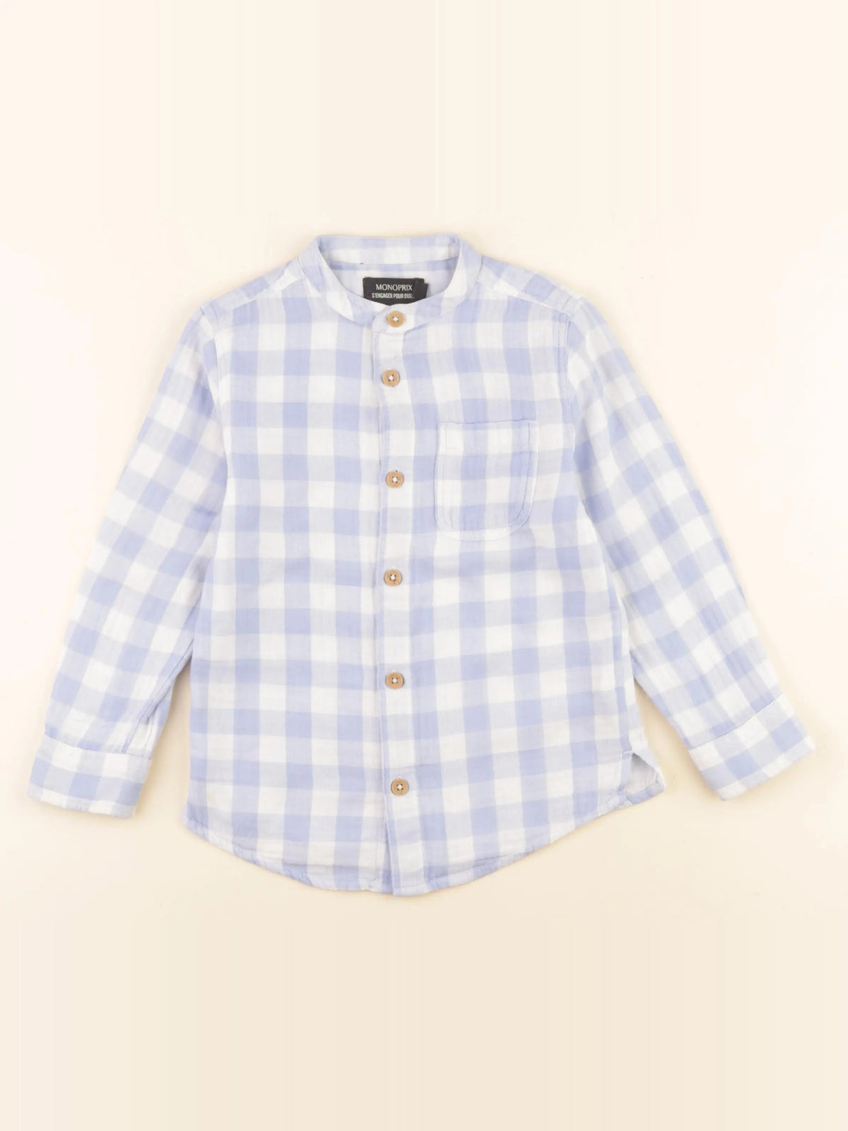 Monoprix - chemise bleu, blanc - 4 ans